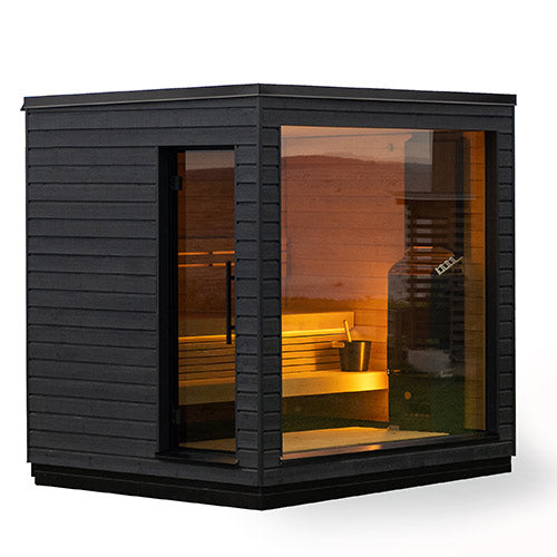 SaunaLife Model G6 – 5 Person Fully-Assembled Outdoor Home Sauna, Alder Interior & Spruce Exterior