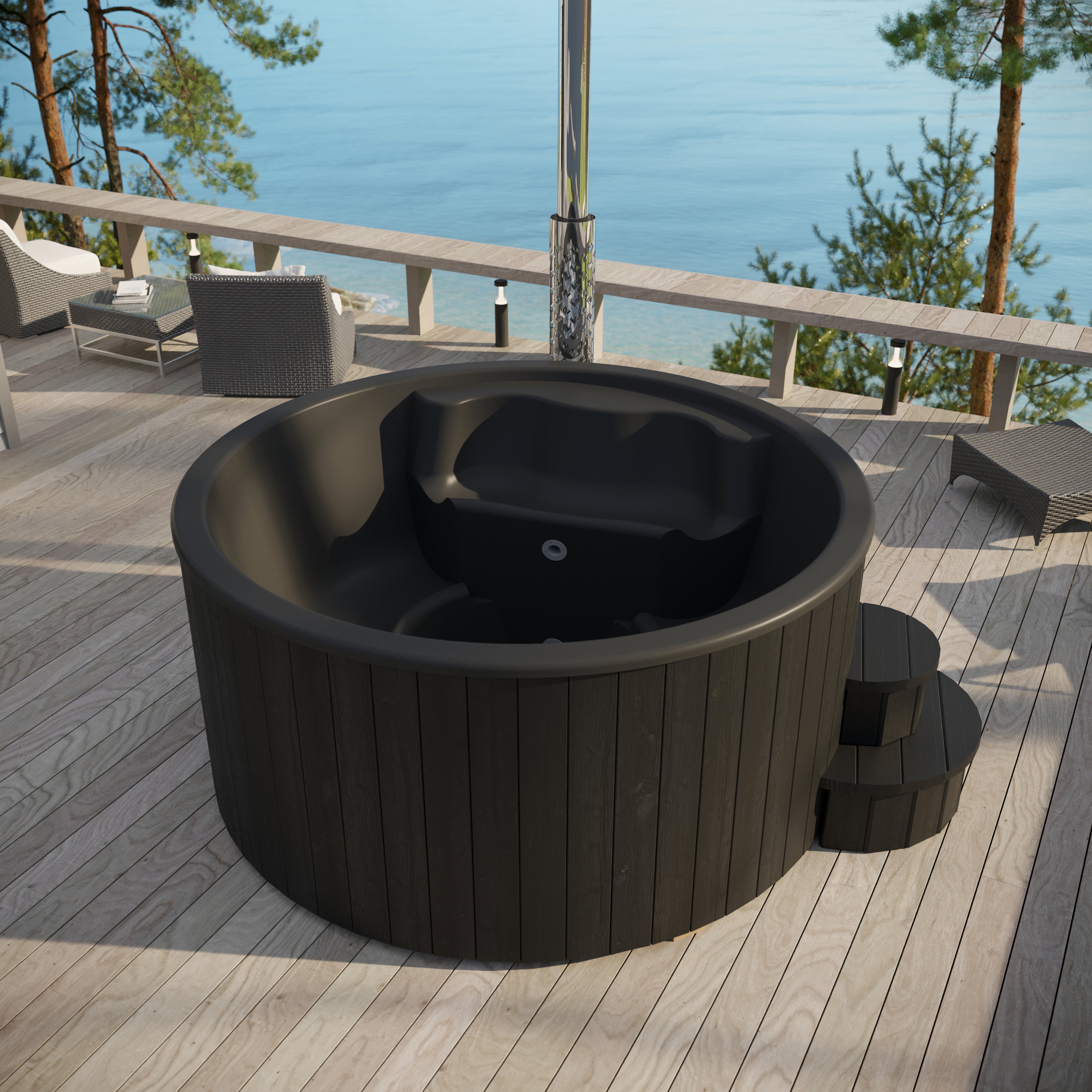 SaunaLife Model S4N – Wood-Burning Hot Tub (Up to 6 Persons)