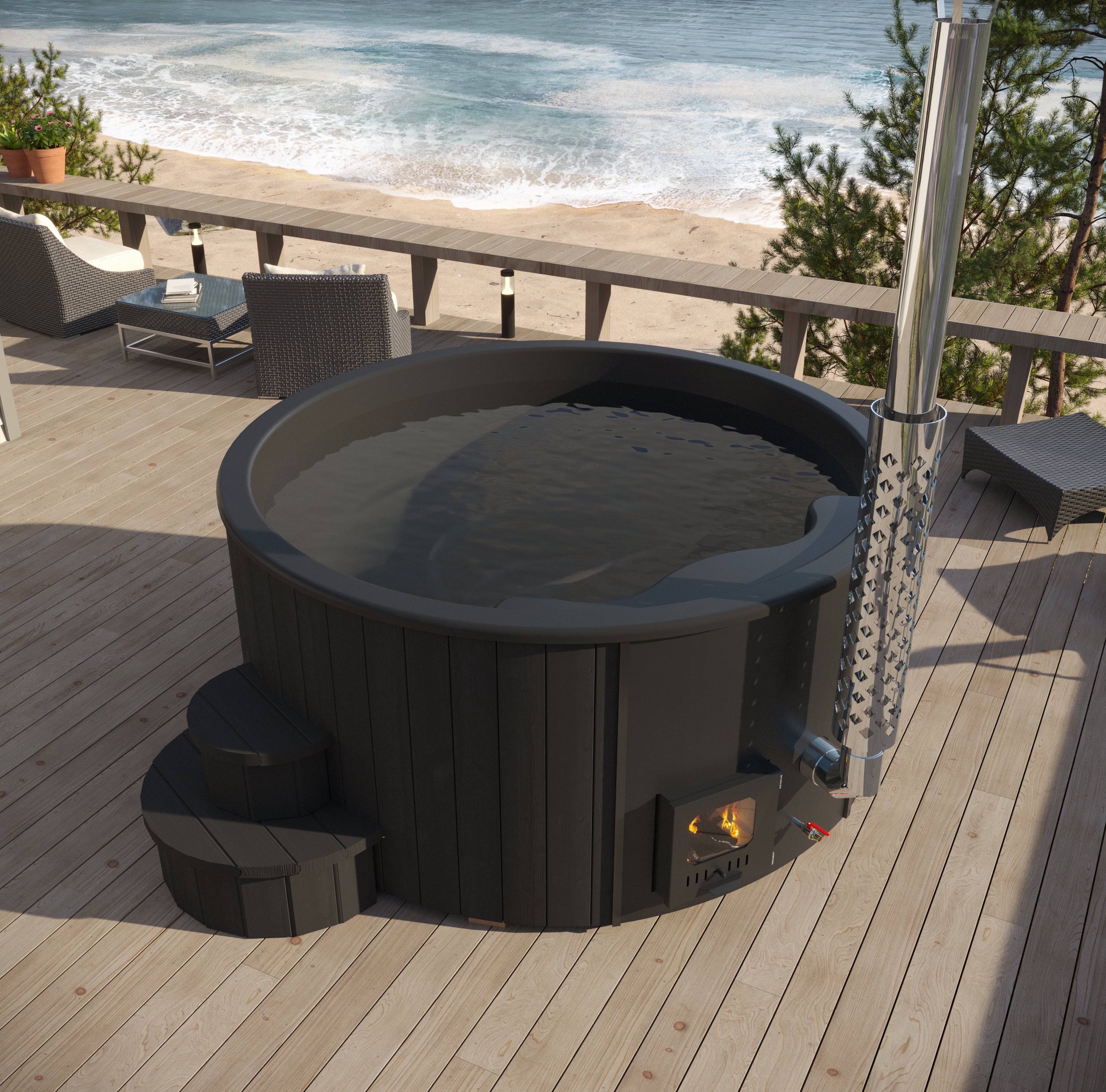 SaunaLife Model S4N – Wood-Burning Hot Tub (Up to 6 Persons)